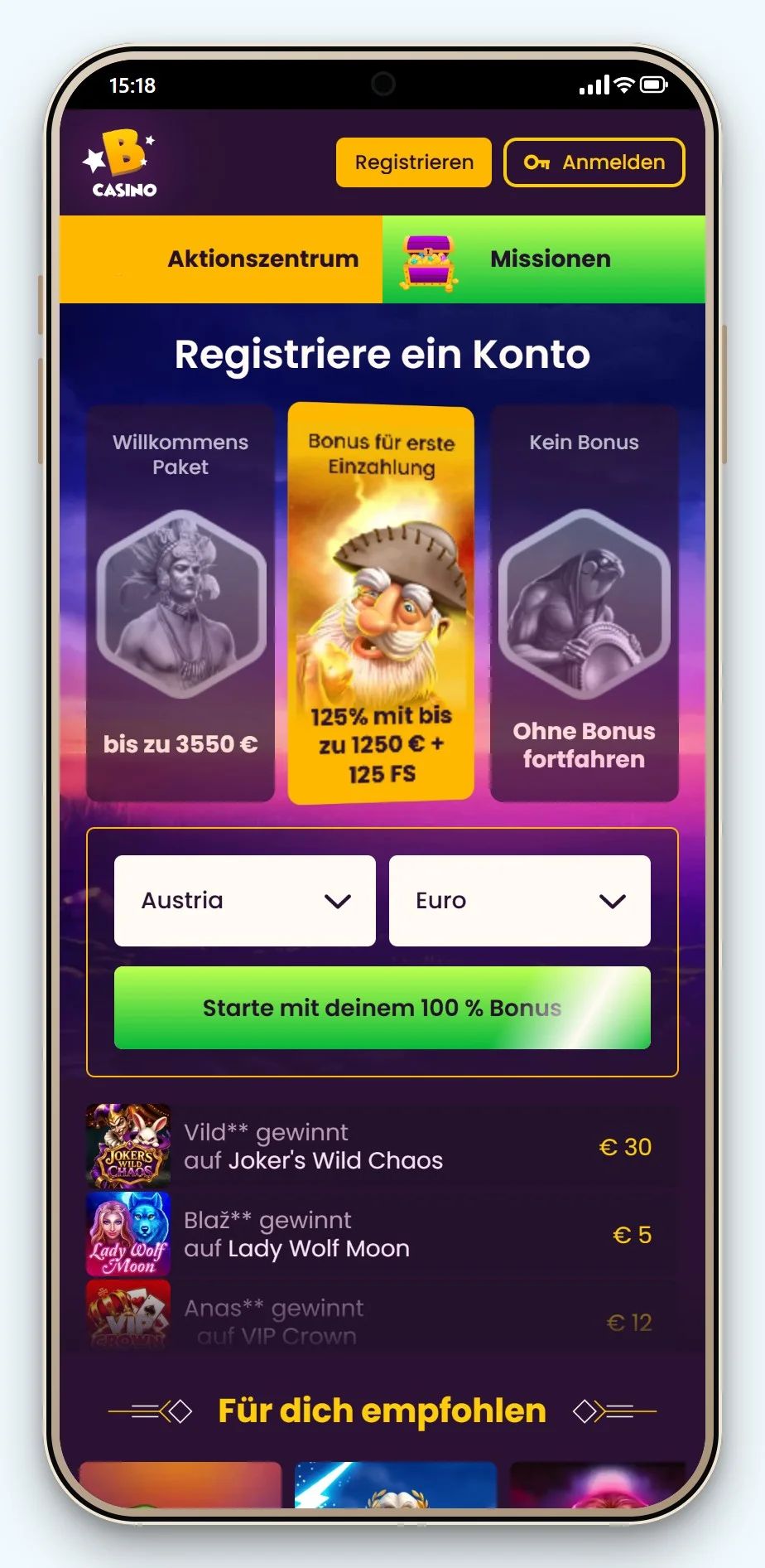 casino mit sepa lastschrift: Bizzo Casino mobil