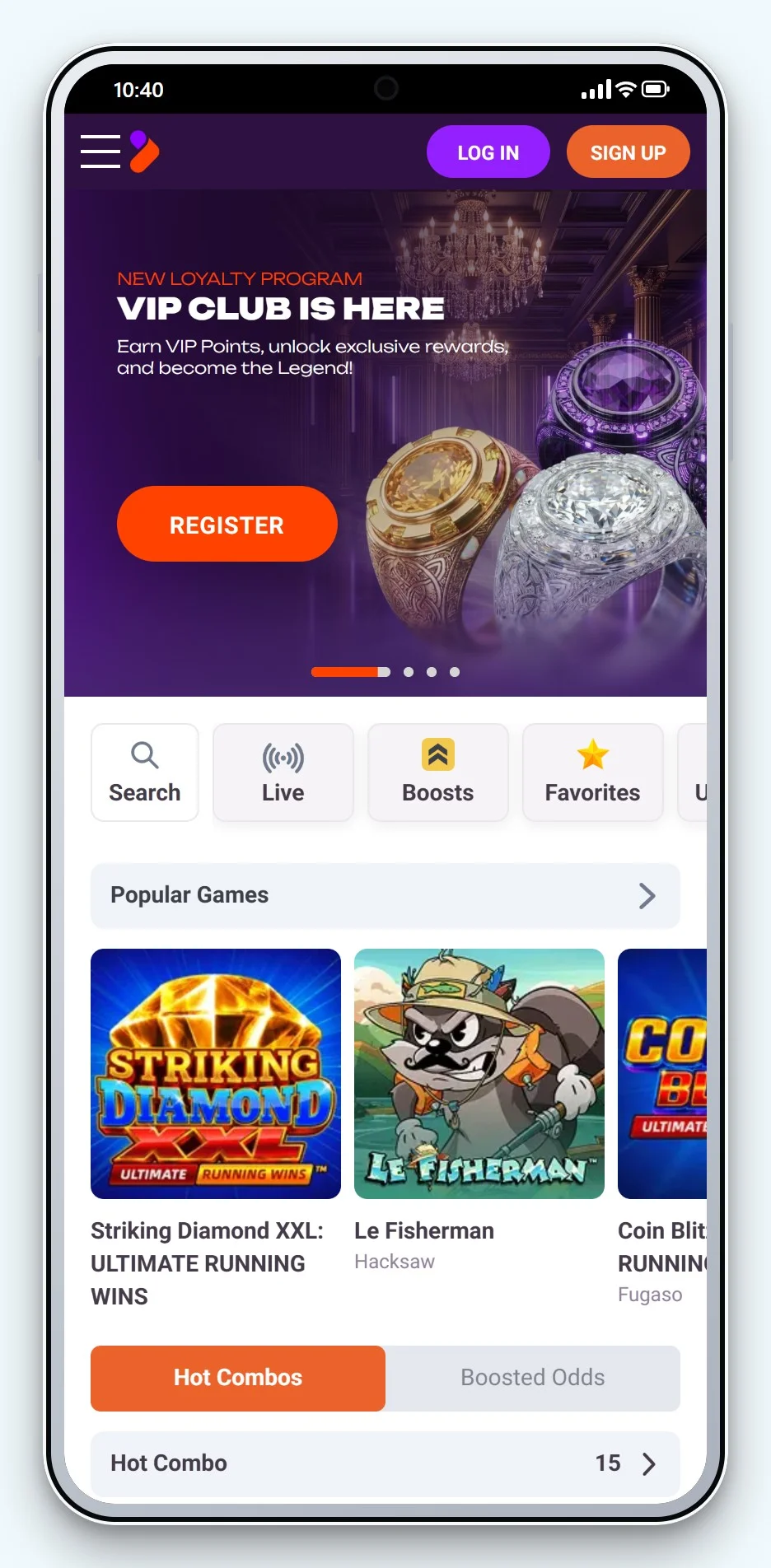 bank transfer casino Canada: TonyBet mobile lobby