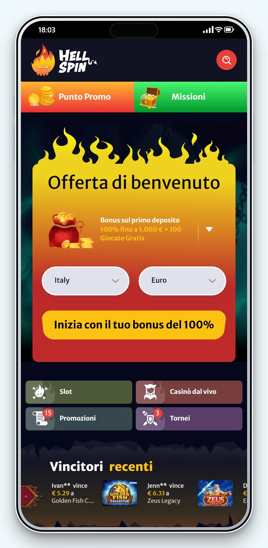 casino online bonifico bancario: HellSpin da smartphone