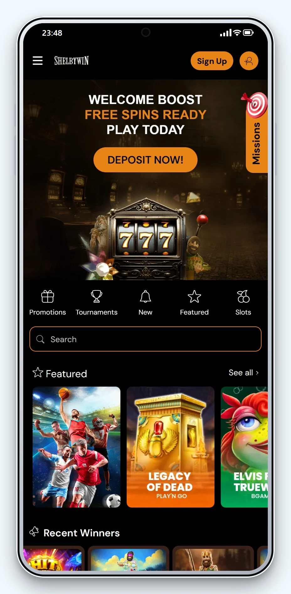 wire transfer casino: ShelbyWin mobile lobby